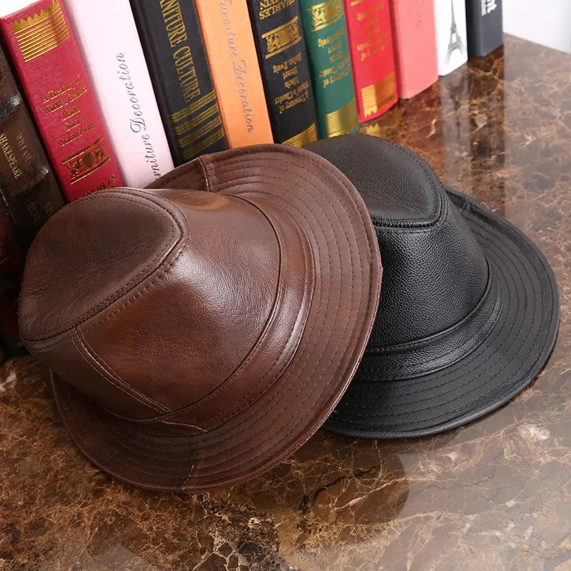 Men's And Women's Cowhide Hats With Big Eaves On The Street Dropshipman