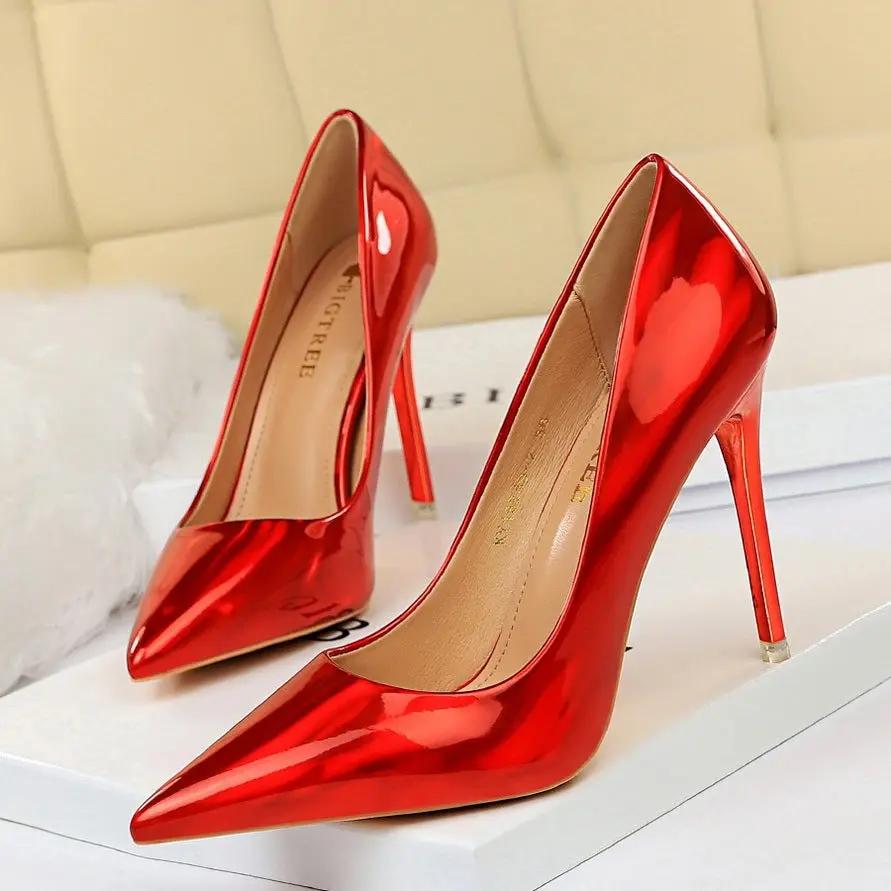Glossy patent leather heels Cjdropshipping