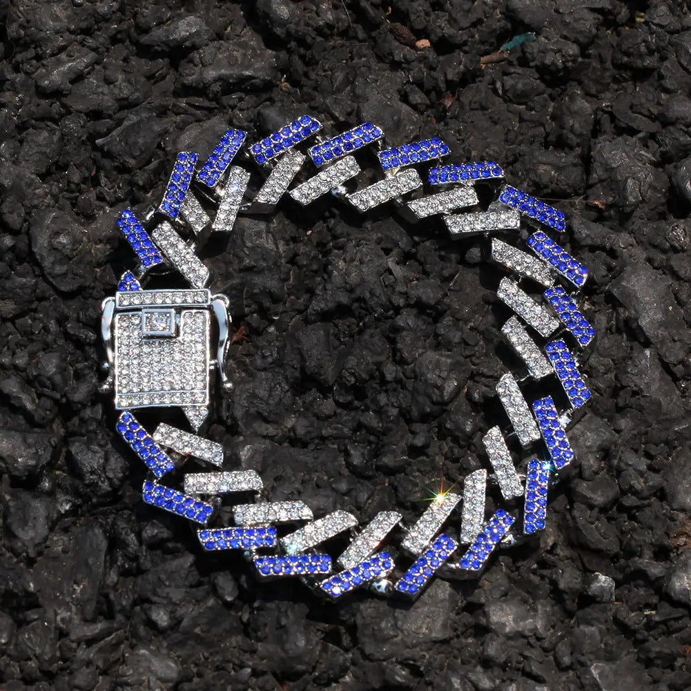 Cuban Chain Gold Full Diamond Bar Men's Bracelet JNi3 shop