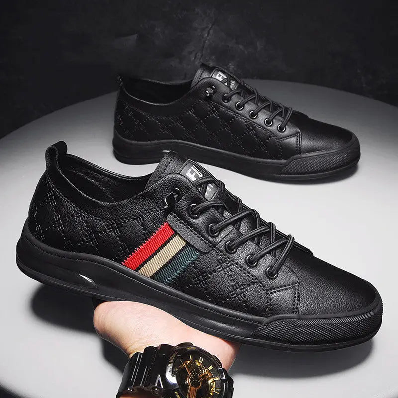 Men's Casual Leather Shoes Versatile Leather Board Shoes Thin Style Breathable JNi3 shop