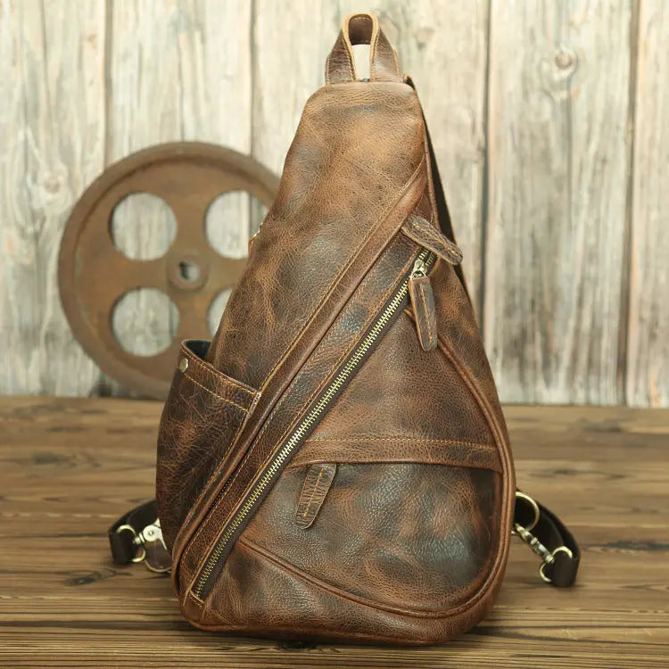 LACHIOUR Mens Genuine Leather Chest Bag Men Cjdropshipping