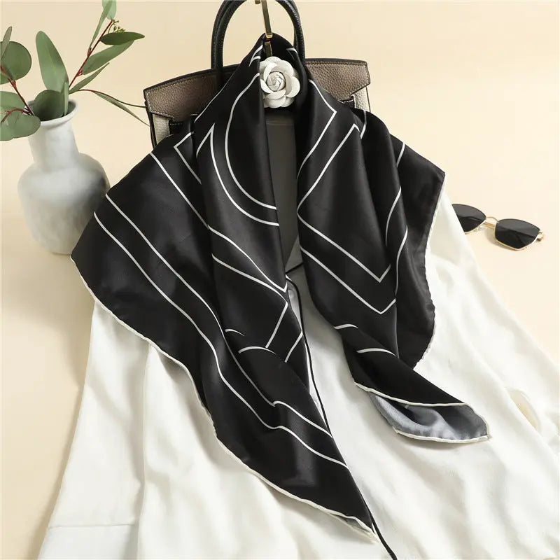 Women'S Square Scarf With Solid Color Scarf Women's square scarf with solid color scarf JNi3 shop