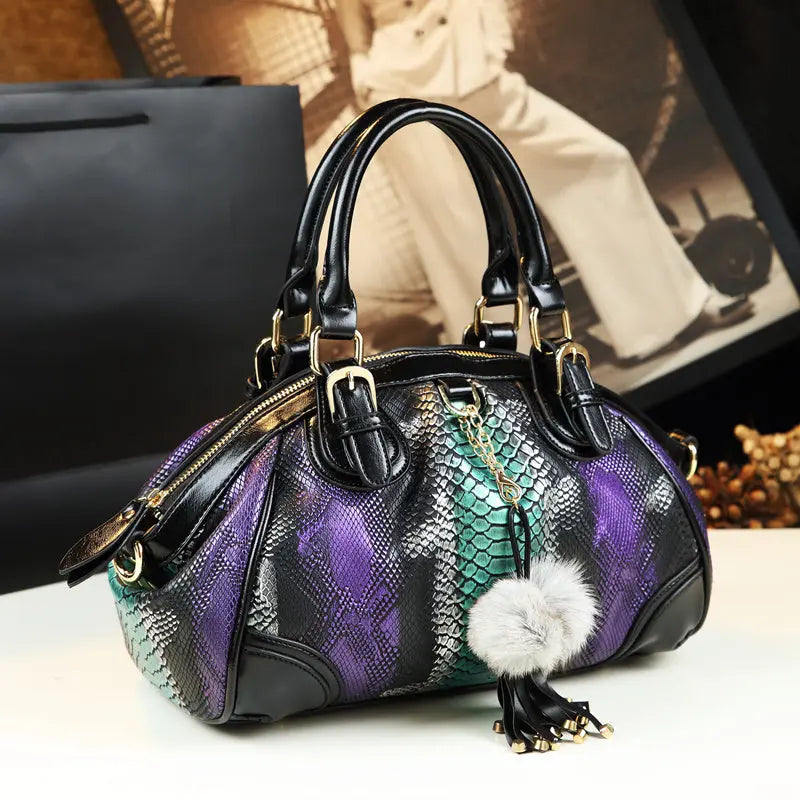 Snake Pattern Female Bag One-Shoulder Messenger Handbag Cjdropshipping