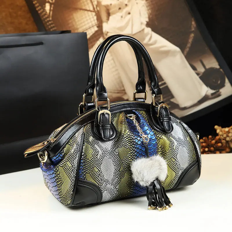 Snake Pattern Female Bag One-Shoulder Messenger Handbag Cjdropshipping