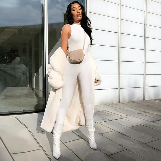 Sexy Tight-Fitting Zipper Tank Top Jumpsuit JNi3 shop