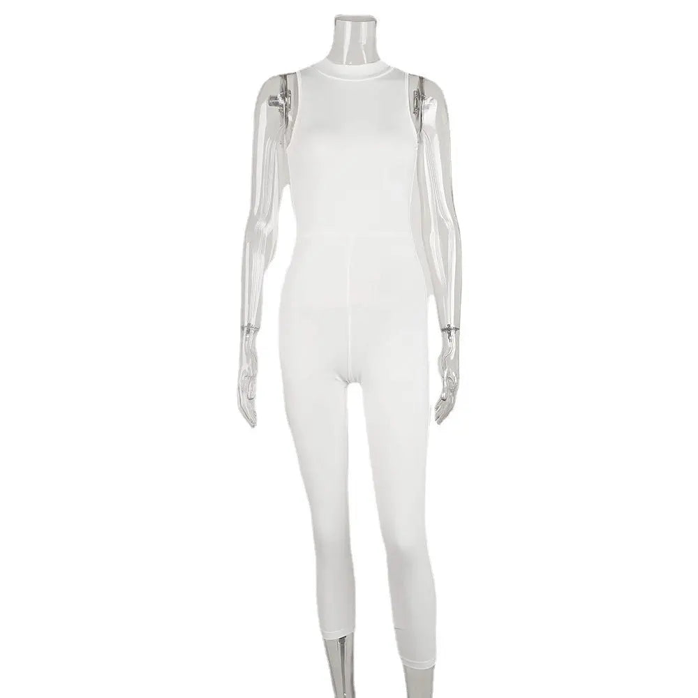 Sexy Tight-Fitting Zipper Tank Top Jumpsuit JNi3 shop