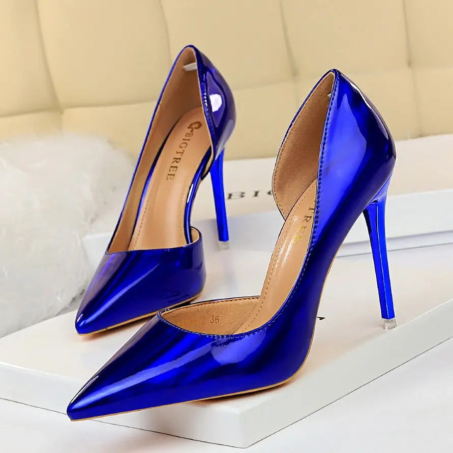 Metallic High Heels Stiletto High Heel Side Hollow Sexy Nightclub Women's Singles Shoes Cjdropshipping