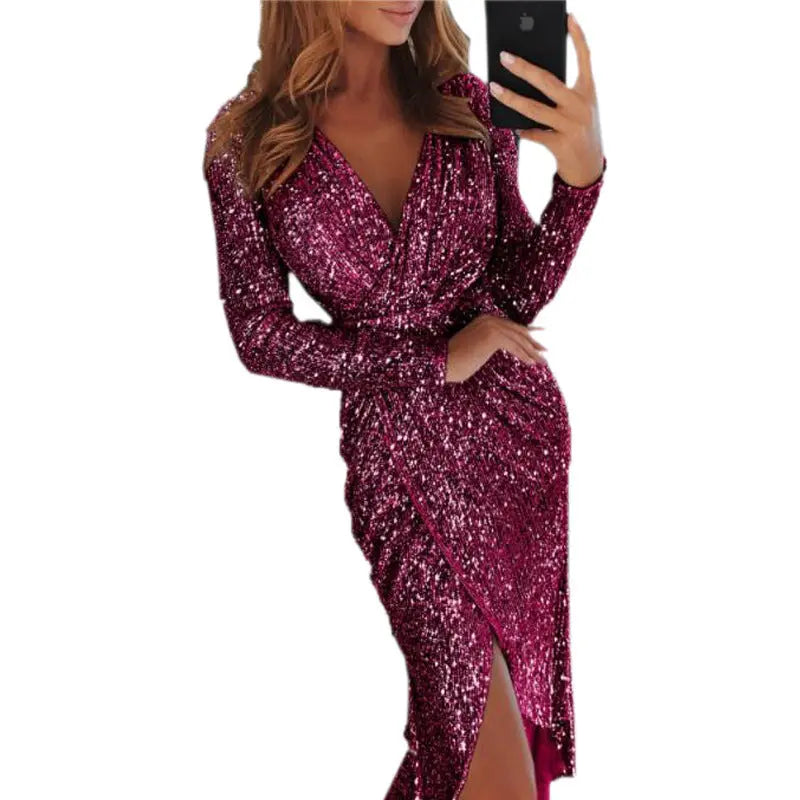 Women Clothes Bodycon Dresses New Ladies Bronzing Long-sleeved Cjdropshipping
