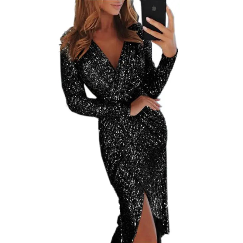 Women Clothes Bodycon Dresses New Ladies Bronzing Long-sleeved Cjdropshipping