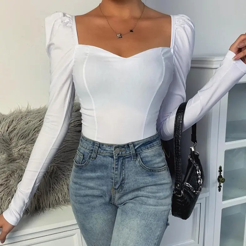British Style Slim Waist Low-cut Long Sleeves Cjdropshipping