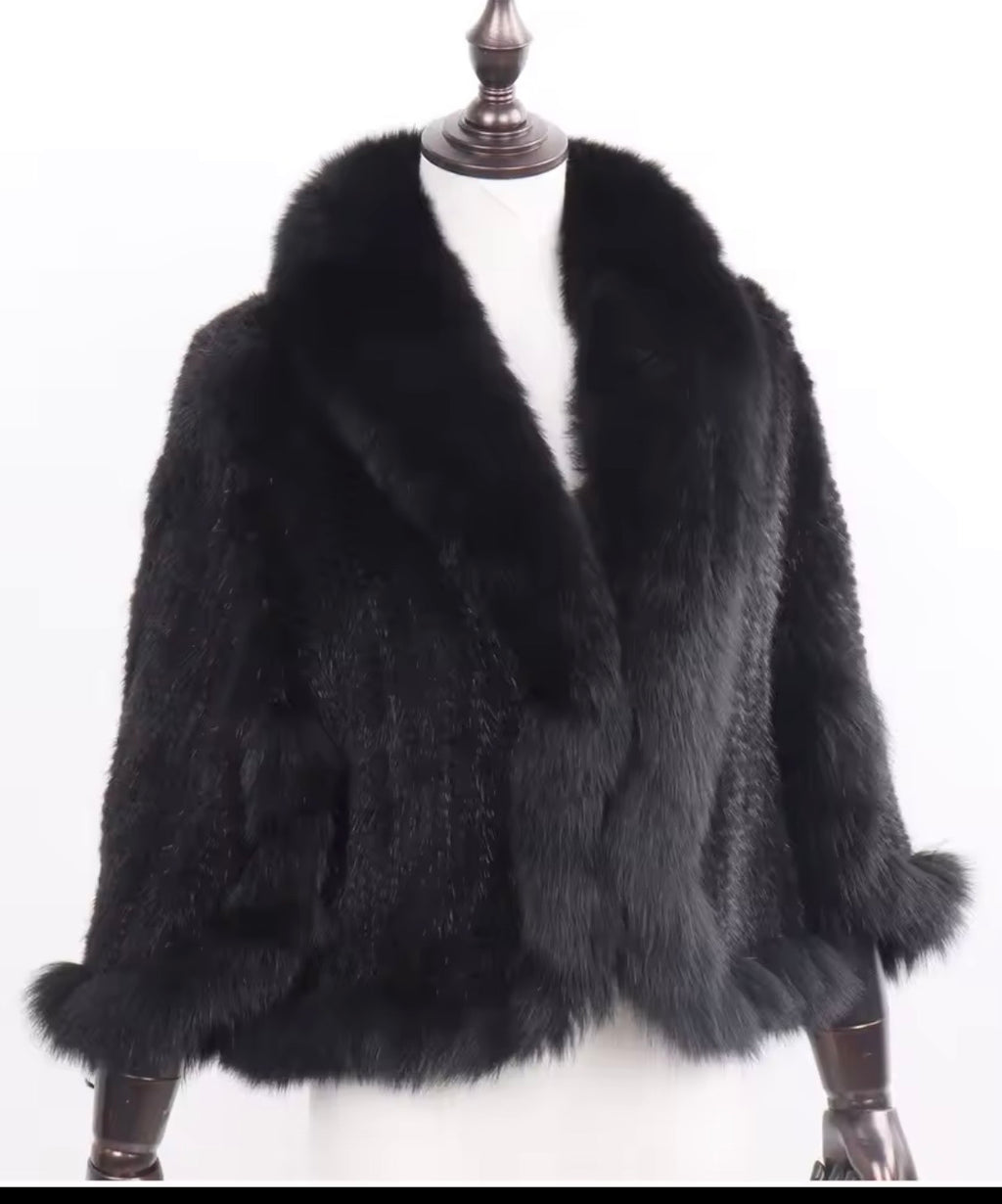 Vintage Black Mink Fur 3-Piece Set | Coat, Hat & Purse