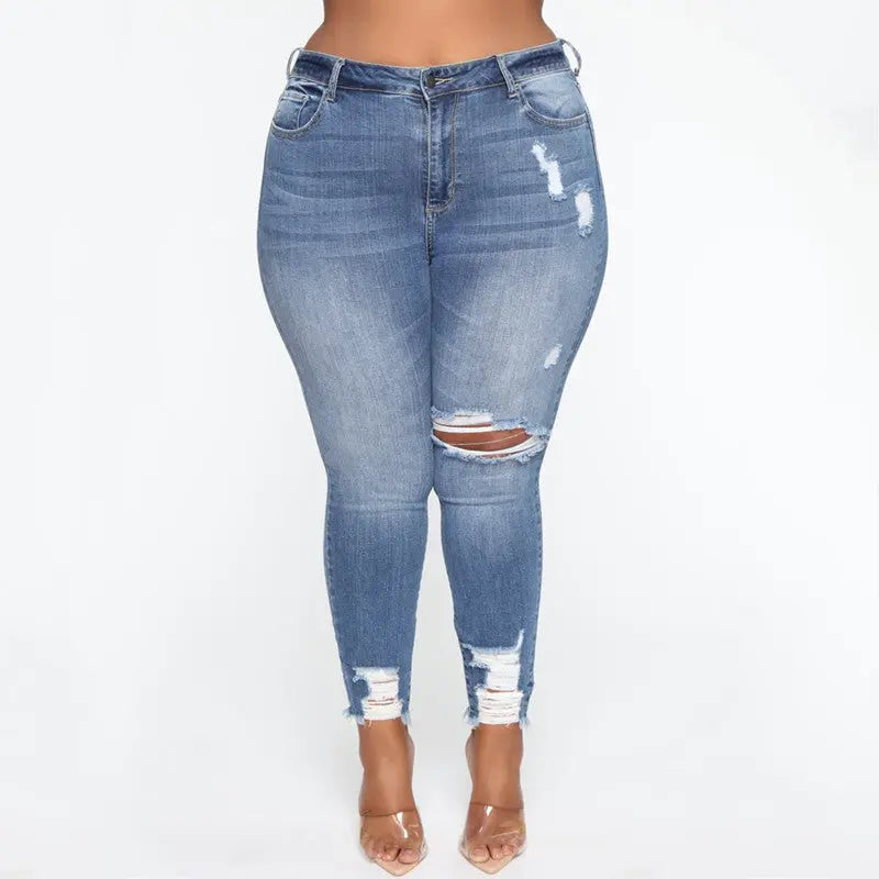 Women Clothes Ripped Plus Size Ladies Denim Pants Jeans JNi3 shop