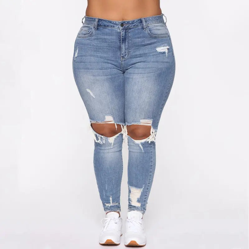 Women Clothes Ripped Plus Size Ladies Denim Pants Jeans JNi3 shop
