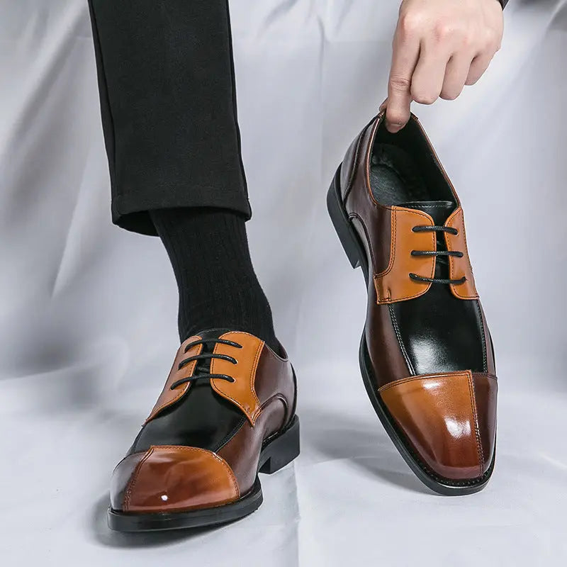 Color Matching Business Formal Wear Leather Shoes Dropshipman