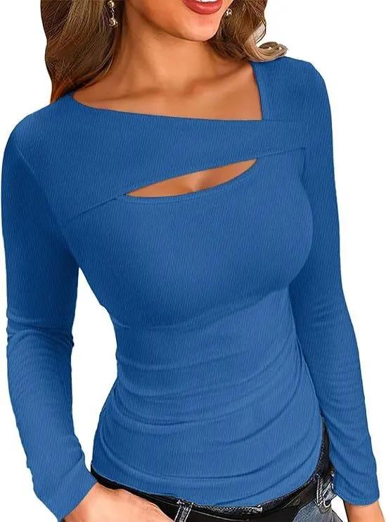 Irregular Slim Fit Long-sleeved T-shirt Top JNi3 shop