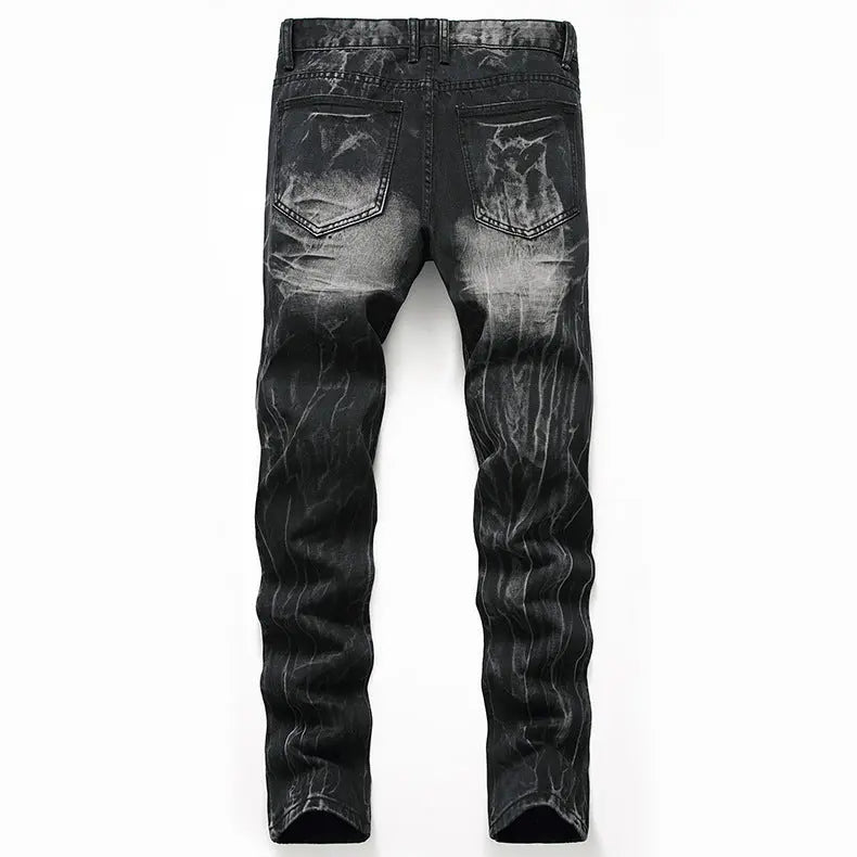 Ripped Black Jeans Men's Autumn And Winter Plus Size Straight-leg Denim Denim Trousers Dropshipman