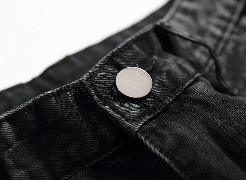 Ripped Black Jeans Men's Autumn And Winter Plus Size Straight-leg Denim Denim Trousers Dropshipman