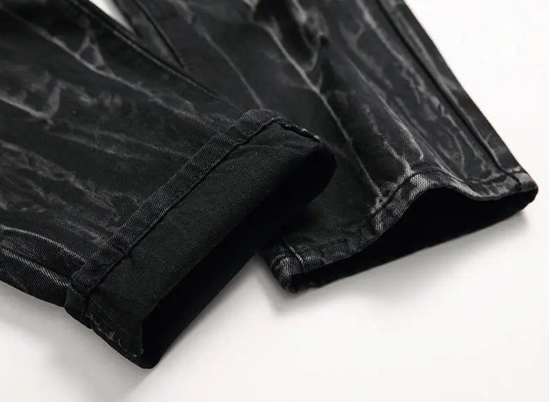 Ripped Black Jeans Men's Autumn And Winter Plus Size Straight-leg Denim Denim Trousers Dropshipman