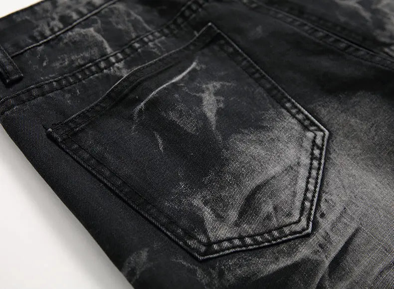 Ripped Black Jeans Men's Autumn And Winter Plus Size Straight-leg Denim Denim Trousers Dropshipman