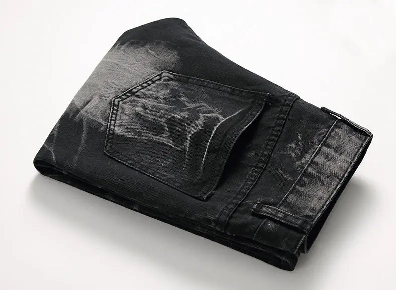 Ripped Black Jeans Men's Autumn And Winter Plus Size Straight-leg Denim Denim Trousers Dropshipman