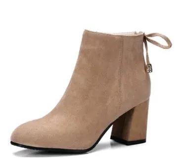 Suede square head European and American short boots women Cjdropshipping