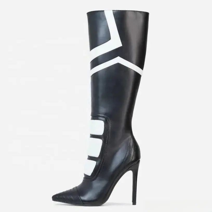 Black And White Color Simple Fashion Boots Women's Shoes Long Tube Dropshipman