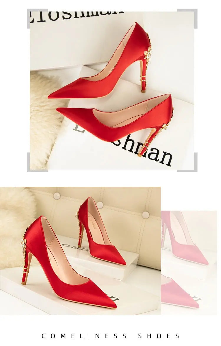 Pointed Toe Satin Pumps Affordable Luxury And Sexy Women's Fashion Shoes