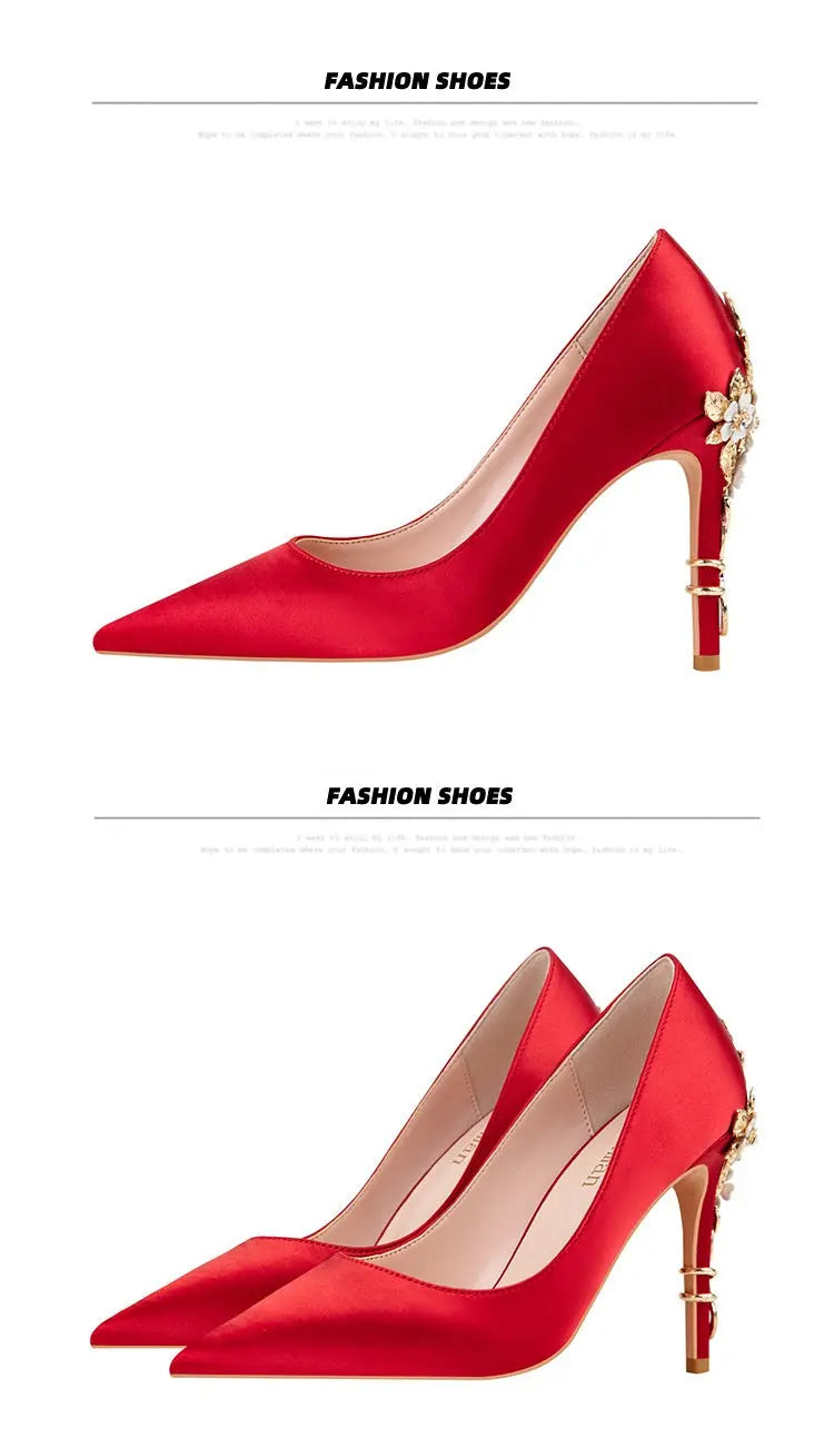 Pointed Toe Satin Pumps Affordable Luxury And Sexy Women's Fashion Shoes