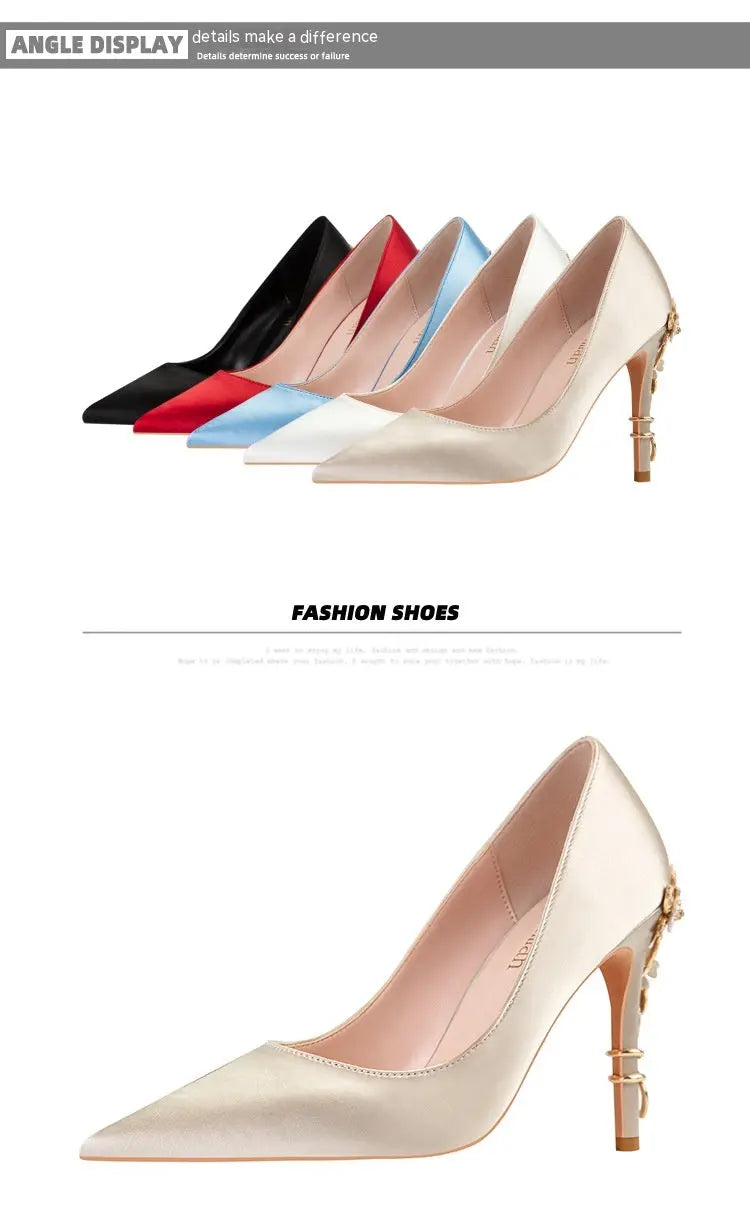 Pointed Toe Satin Pumps Affordable Luxury And Sexy Women's Fashion Shoes
