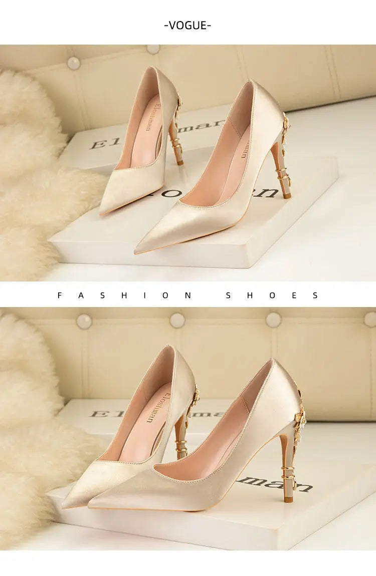 Pointed Toe Satin Pumps Affordable Luxury And Sexy Women's Fashion Shoes