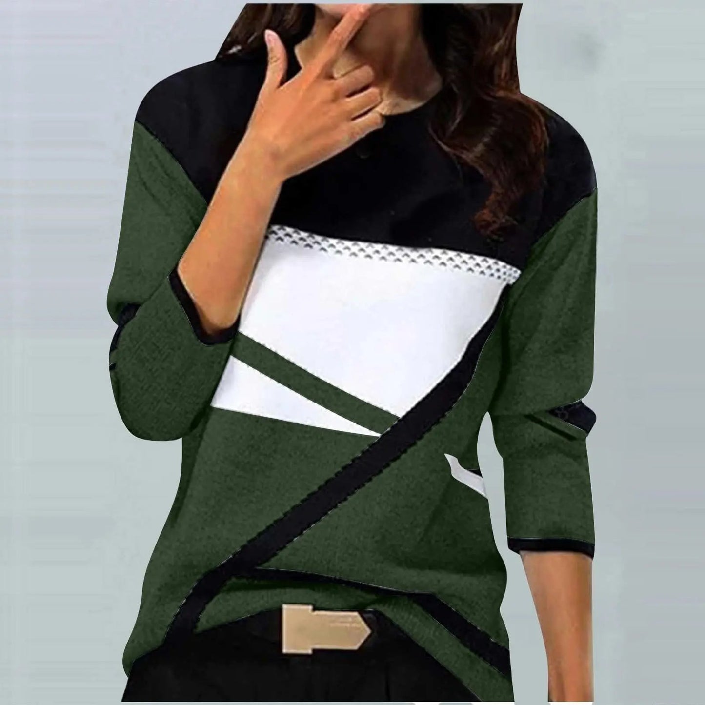 Casual Striped Long Sleeve Round Neck T-shirt Cjdropshipping