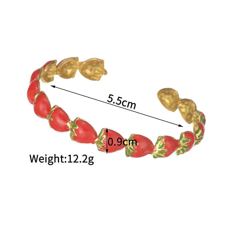 Fashion Personality Stainless Steel Strawberry Drip Bracelet JNi3 shop