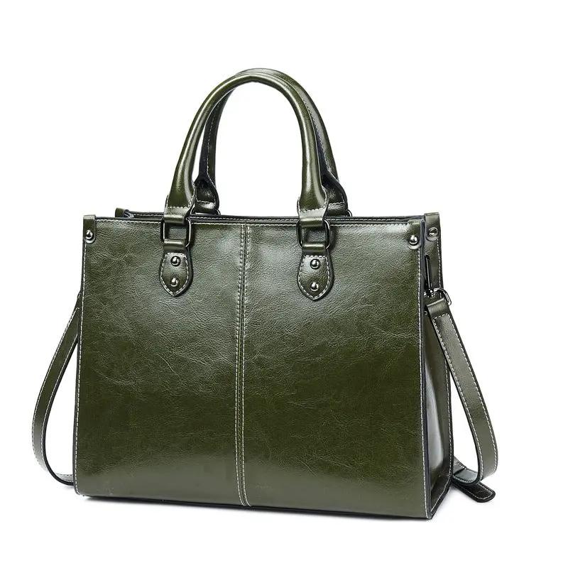 Oil wax stitching leather handbag Cjdropshipping