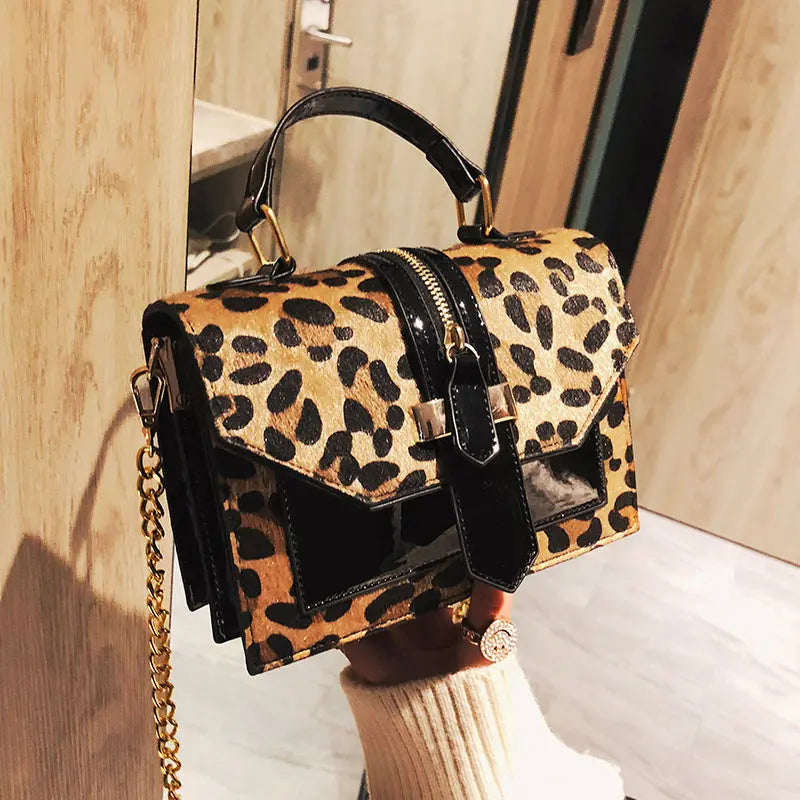 Korean Style Leopard Print Shoulder Bag Crossbody Bags For Women With Zipper Decoration Ladies Chain Handbags JNi3 shop