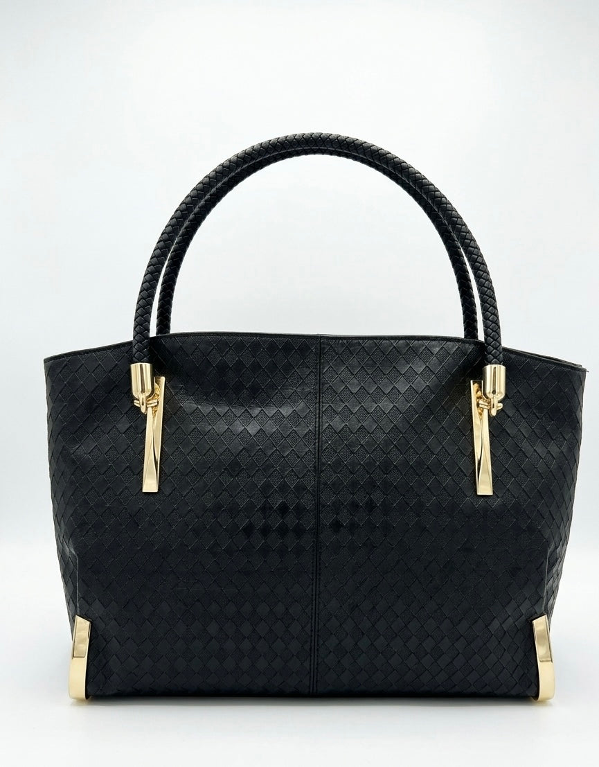 Black Genuine Leather Tote Bag