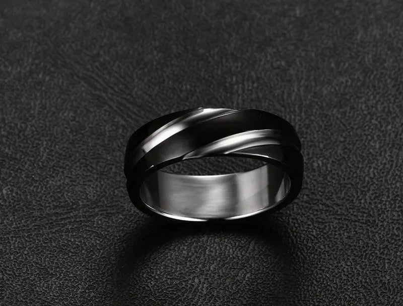 Black Titanium Steel Twill Men's Ring JNi3 shop