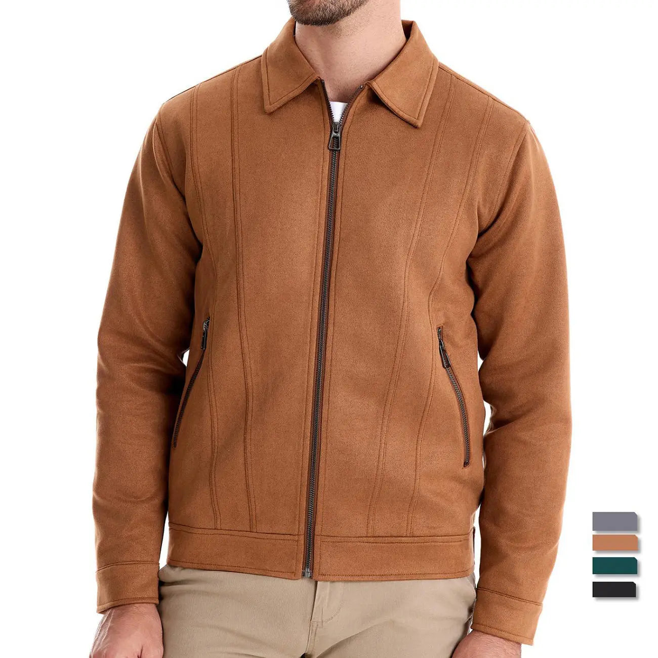 Fashion Lapel Zipper Jacket Autumn And Winter Solid Suede Coat Men's Clothing Outdoor Cjdropshipping