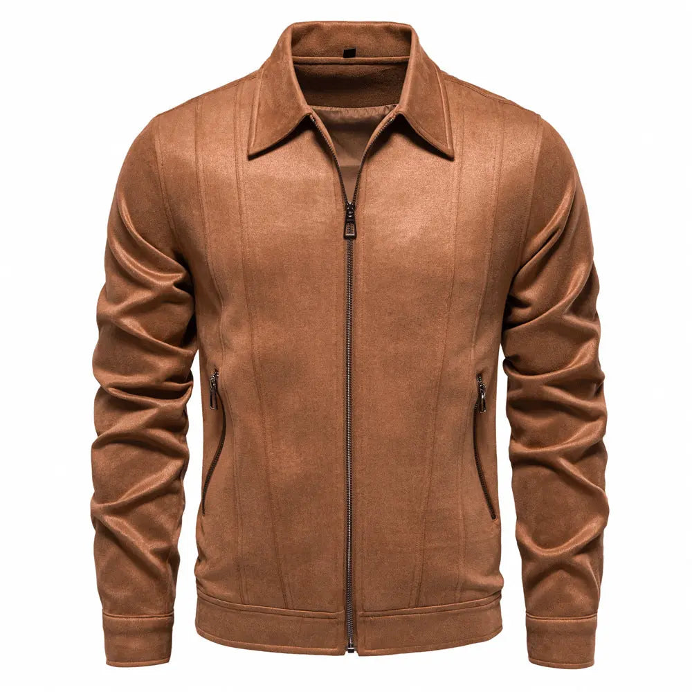 Fashion Lapel Zipper Jacket Autumn And Winter Solid Suede Coat Men's Clothing Outdoor Cjdropshipping