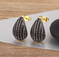 Gold Teardrop Cubic Zirconia Stud Earrings | Pave Cz Waterdrop Statement Earrings | Elegant Geometric Teardrop Jewelry for Women | Gift for Her