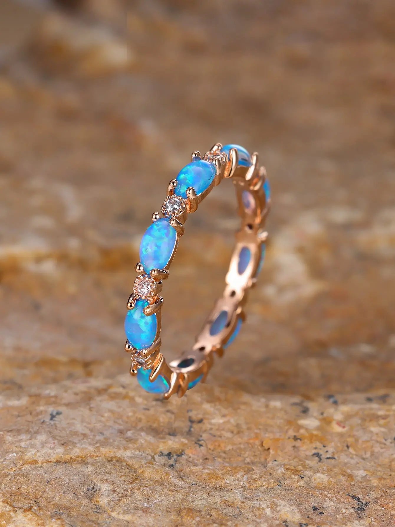 Platinum Heart-shaped Full Of Diamond Opal Ring Cjdropshipping