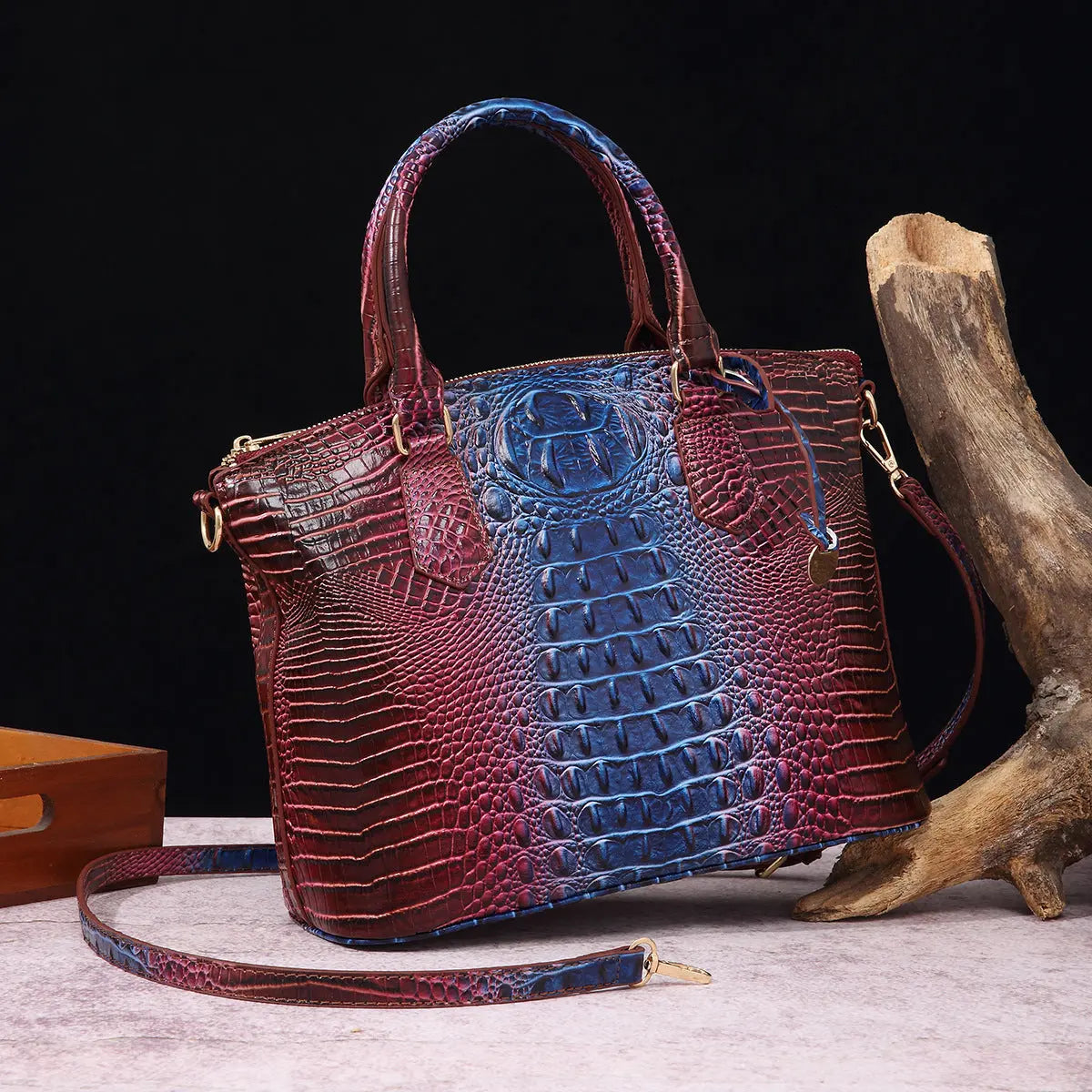 Women's Retro Crocodile Pattern Portable Messenger Bag Cjdropshipping