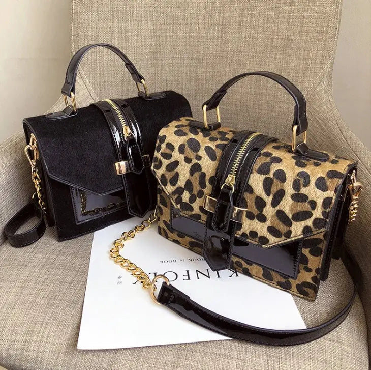 Korean Style Leopard Print Shoulder Bag Crossbody Bags For Women With Zipper Decoration Ladies Chain Handbags JNi3 shop