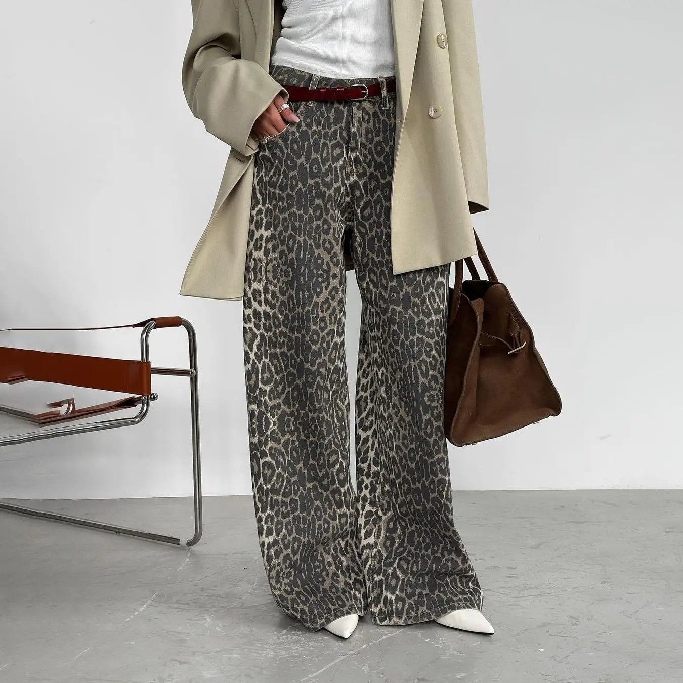 Elegant Loose Slim High Street Leopard Jeans Cjdropshipping