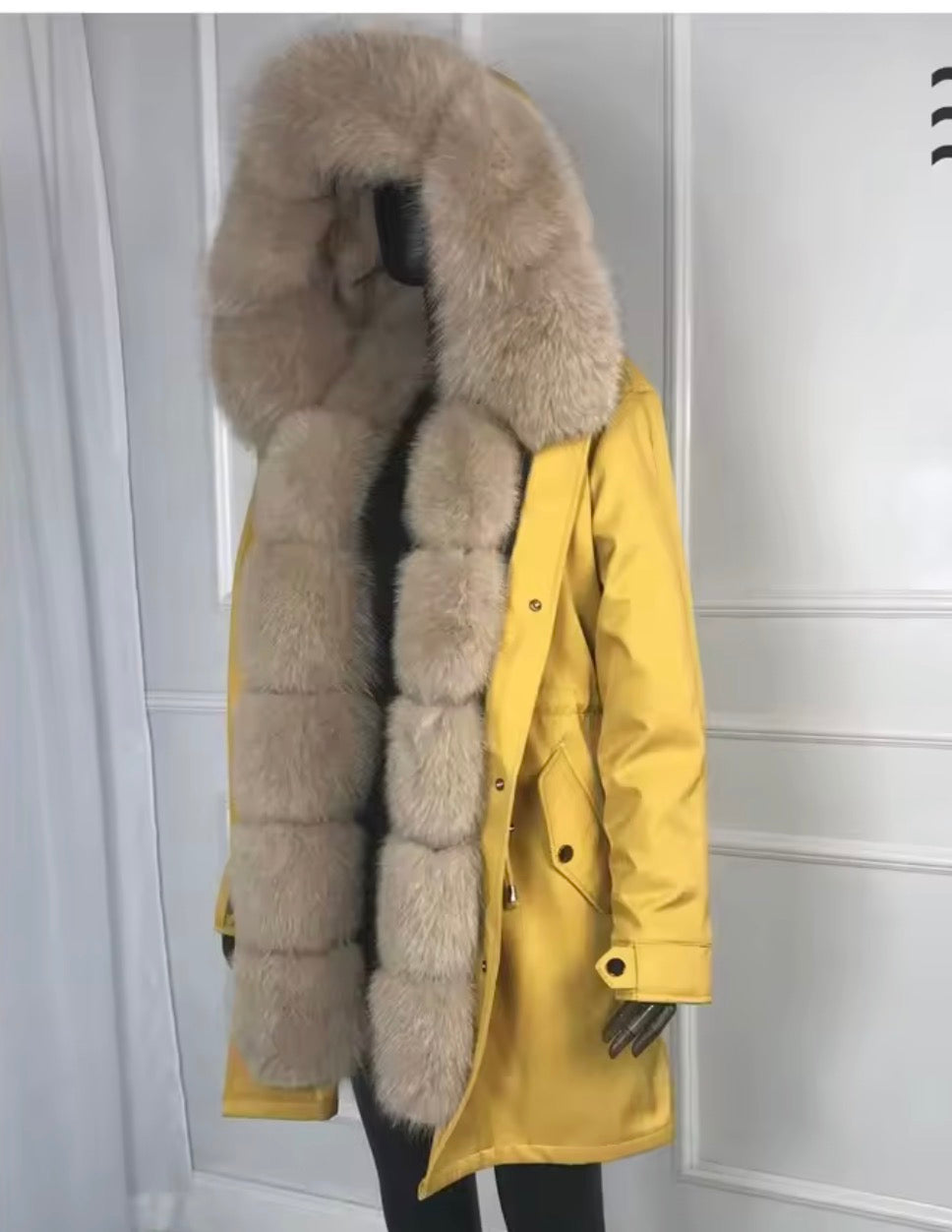 Luxury Real Fox Fur Trim Parka Jacket | Oversized Fur Hood Winter Coat
