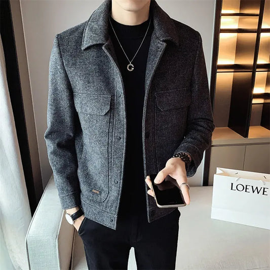 Men's Winter New Woolen Lapel Short Coat Dropshipman