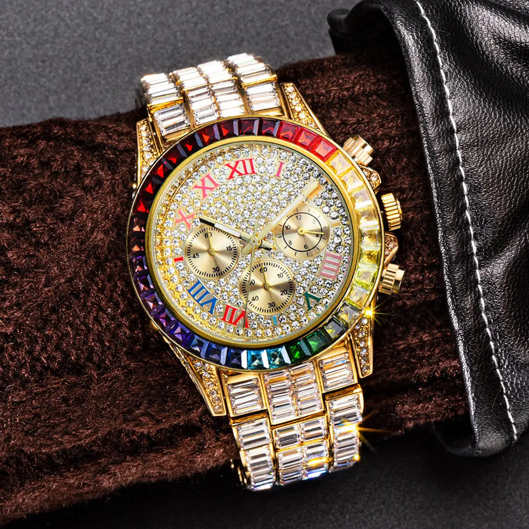 Three Eyes Rainbow Diamond Quartz Watch JNi3 shop