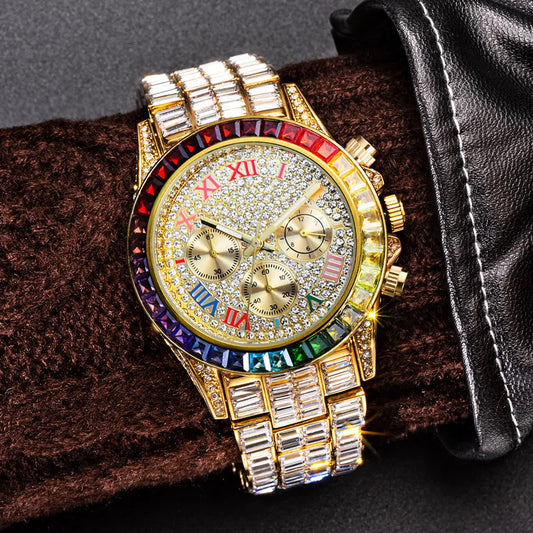 Three Eyes Rainbow Diamond Quartz Watch JNi3 shop