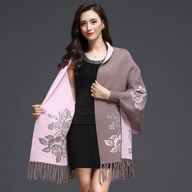 Mid-length Tassels Loose-fitting Knitted Cardigan Thickened Sweater Cashmere Outerwear null