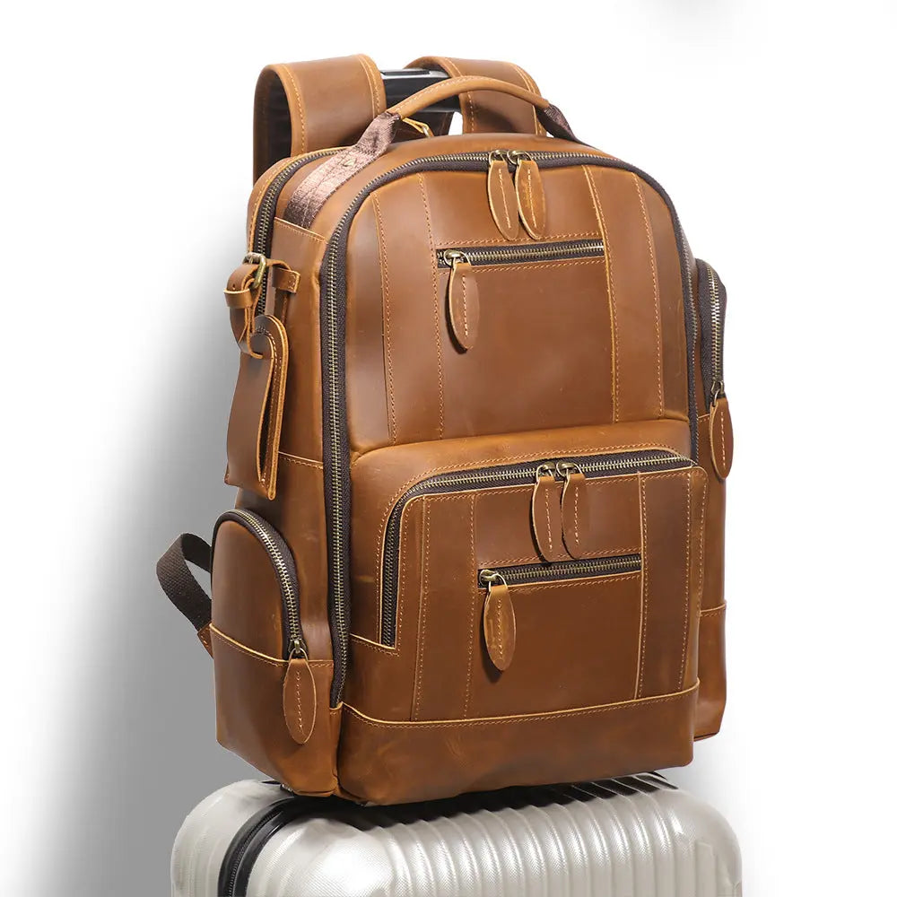 Retro Leather Backpack Trolley Case - JNi3 shop