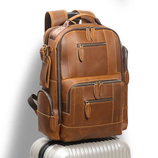Retro Leather Backpack Trolley Case - JNi3 shop